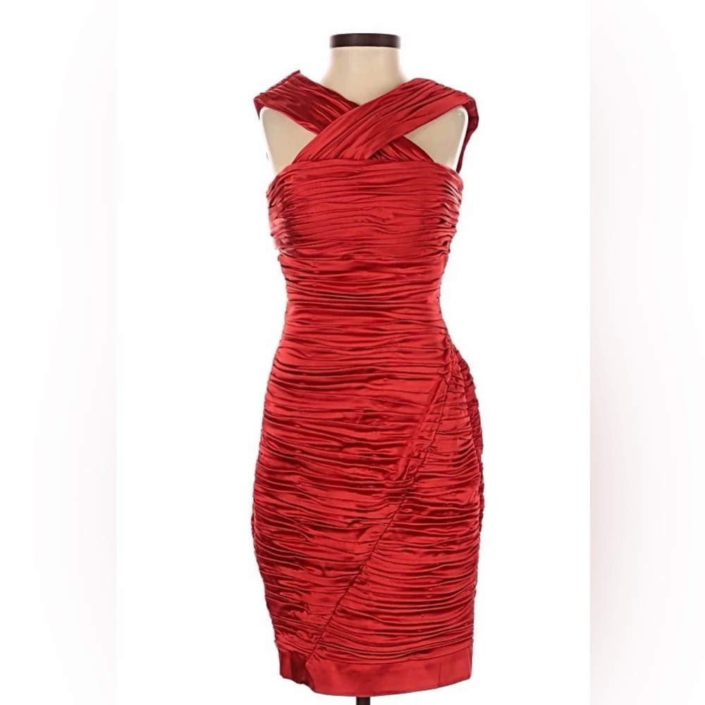 Calvin Klein Collection Red Ruched Mini Dress